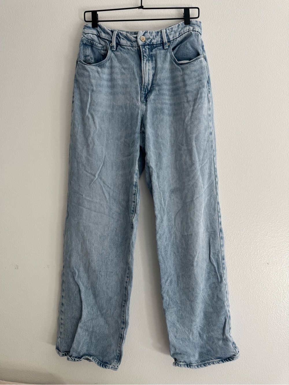 Good American Light Wash High-Rise baggy wide Leg Jeans size 4/27